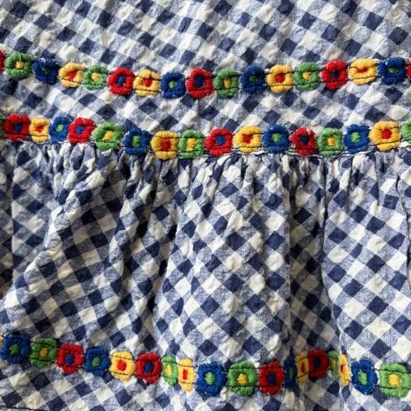 Vintage Blue and White Gingham Skirt with Floral Accents ๐ป - Picture 3 of 4